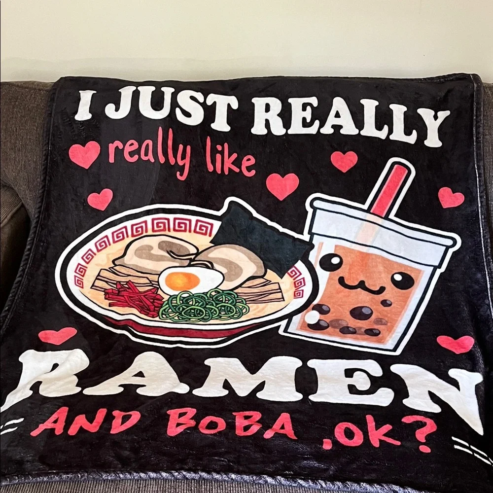 Ramen and Boba Throw Blanket